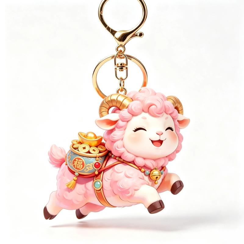 1Pcs Acrylic Sheep Keychain Hanging Ornament Cute Animal 2D Flat Goat Pendant For Goat Themed Party Decor Gifts