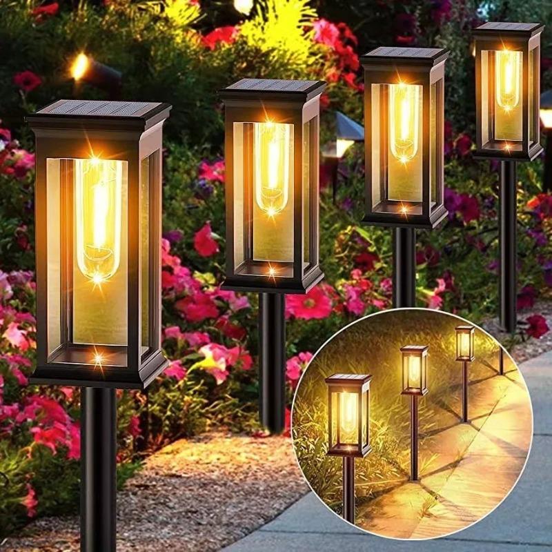 2/4/6 Pack Solar Tungsten Led Lawn Lamp Outdoor Waterproof Solar Channel Lamp for Garden Courtyard Landscape Sidewalk Courtyard Decoration
