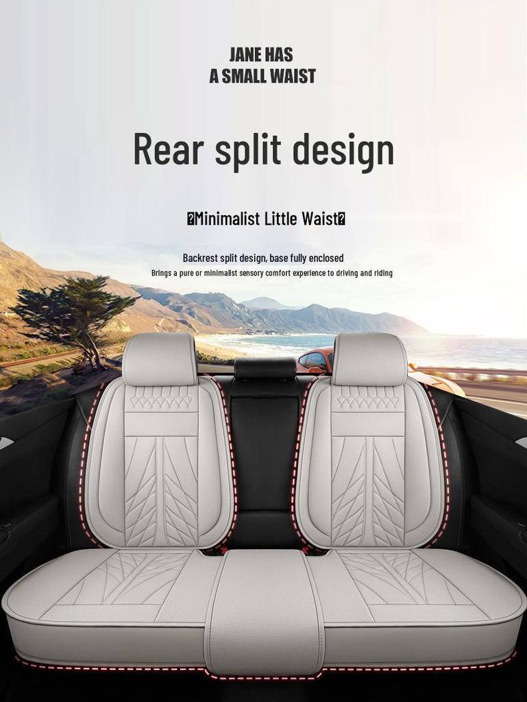 2025 All-Season Universal Breathable Leather Car Seat Cover Set - 5-Seat, Full Surround, Three-Piece