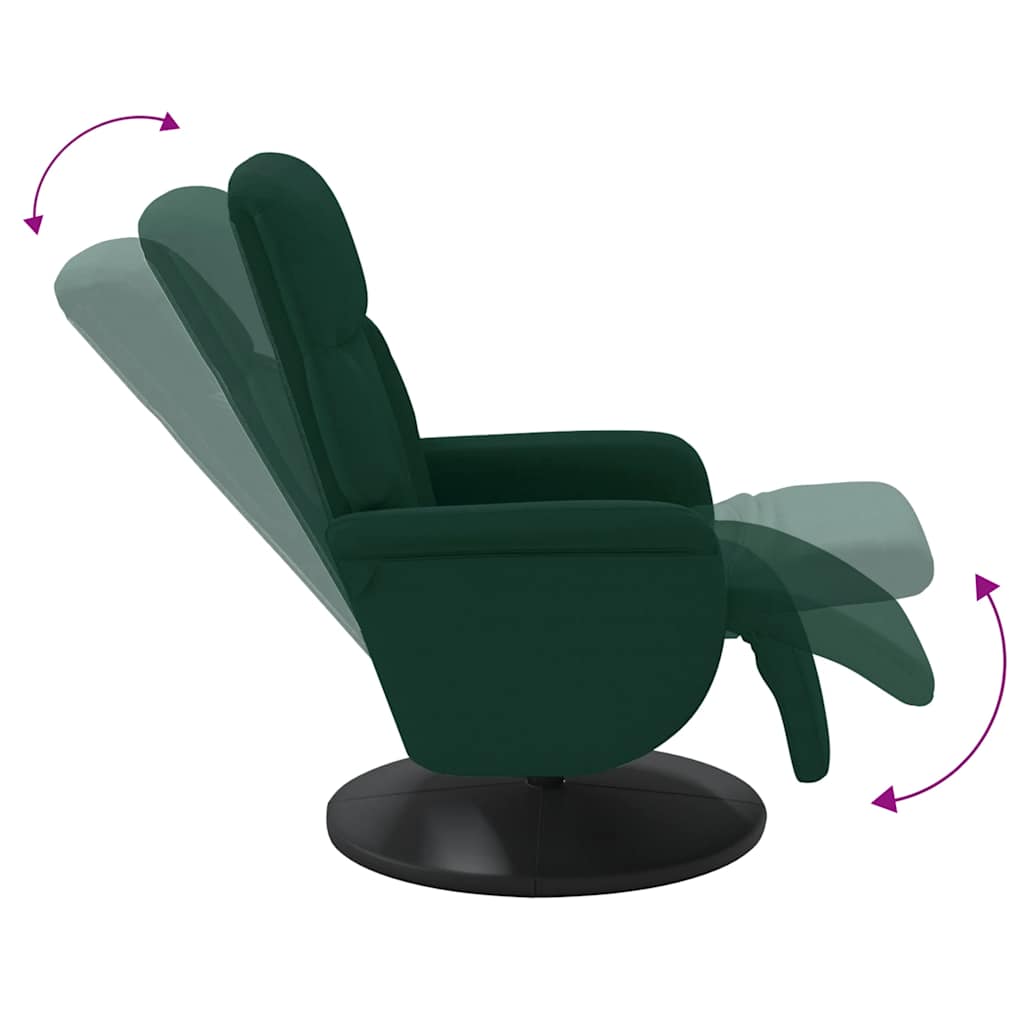 Recliner Chair with Footrest Dark Green Velvet
