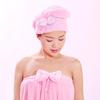 Korean Coral Velvet Plush Absorbent Hair Cap with Thick Bow