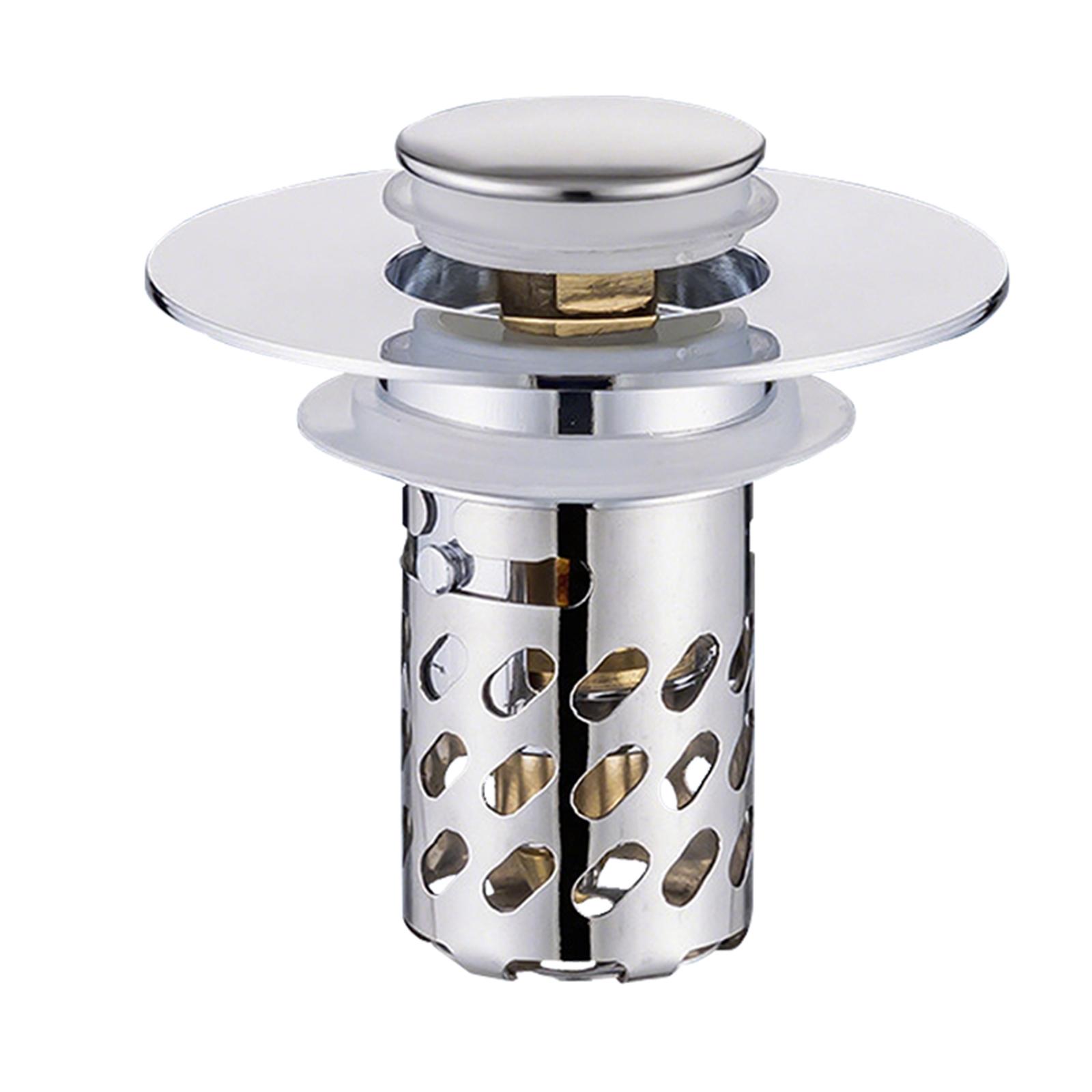 

Модернизированный сливной фильтр для раковины 4-в-1, Универсальная пробка для раковины с 2-слойной съемной корзиной-фильтром для сбора волос, Подходит для раковин 1,1-2,36 дюйма (США), Анти-Кл One Size