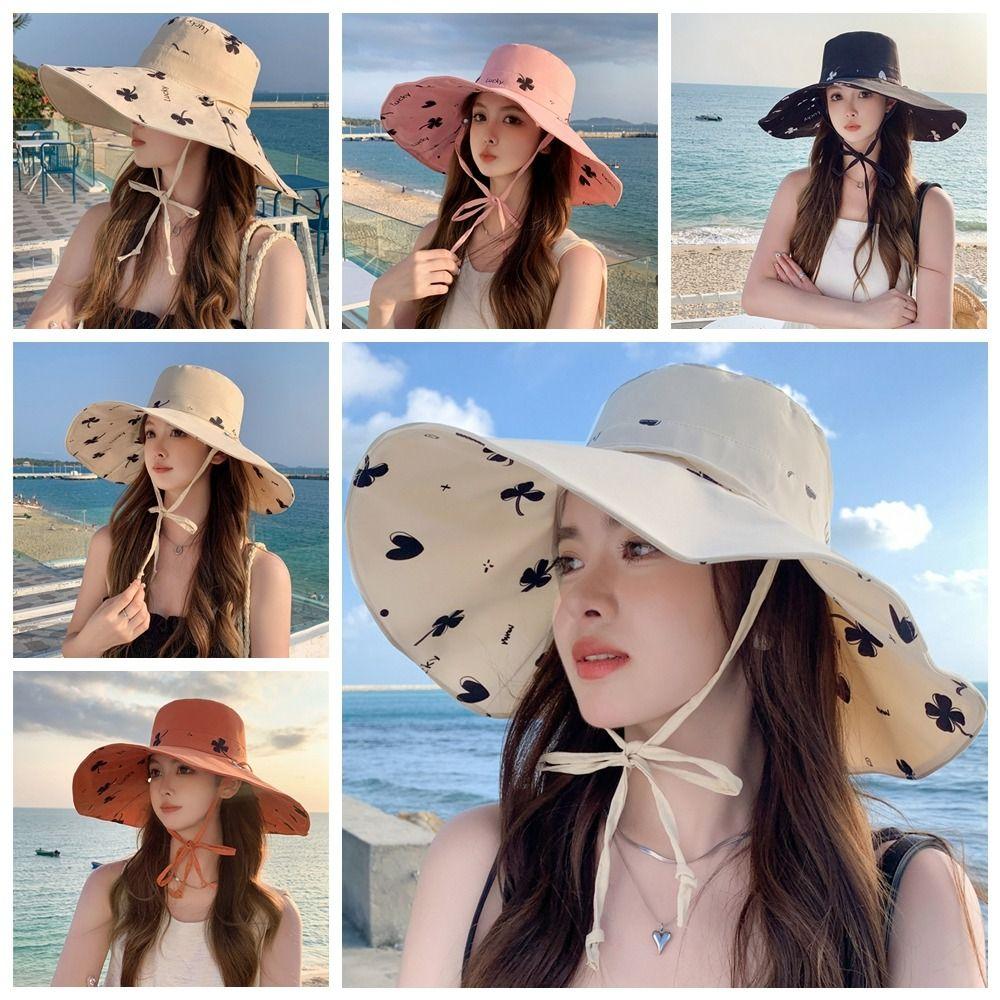 Double Sided Seaside Beach Cap Sweet Sun Protection Cap Sunscreen Sunshade Fisherman Hat  Girls
