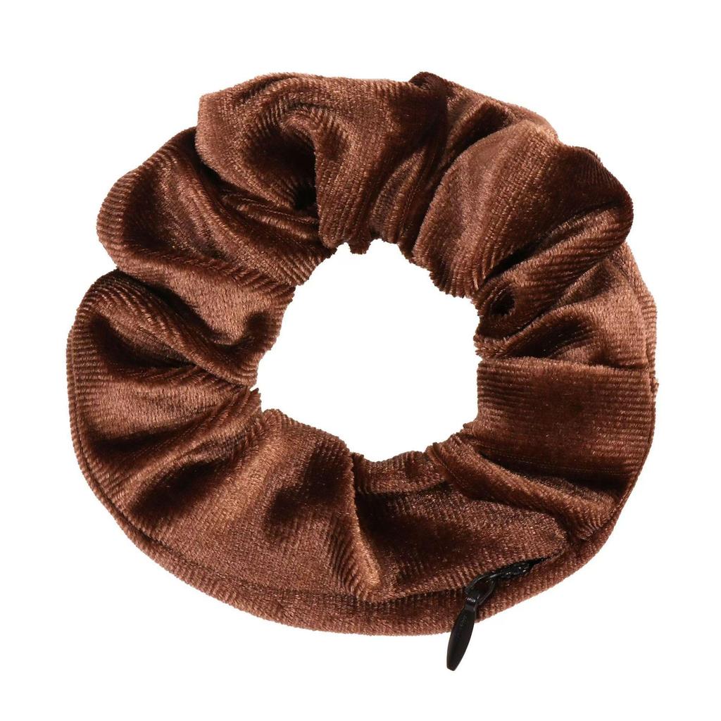 Nouvel Élastique à Cheveux en Velours Coréen Uni avec Fermeture Éclair: Accessoire de queue de cheval tendance style gros intestin