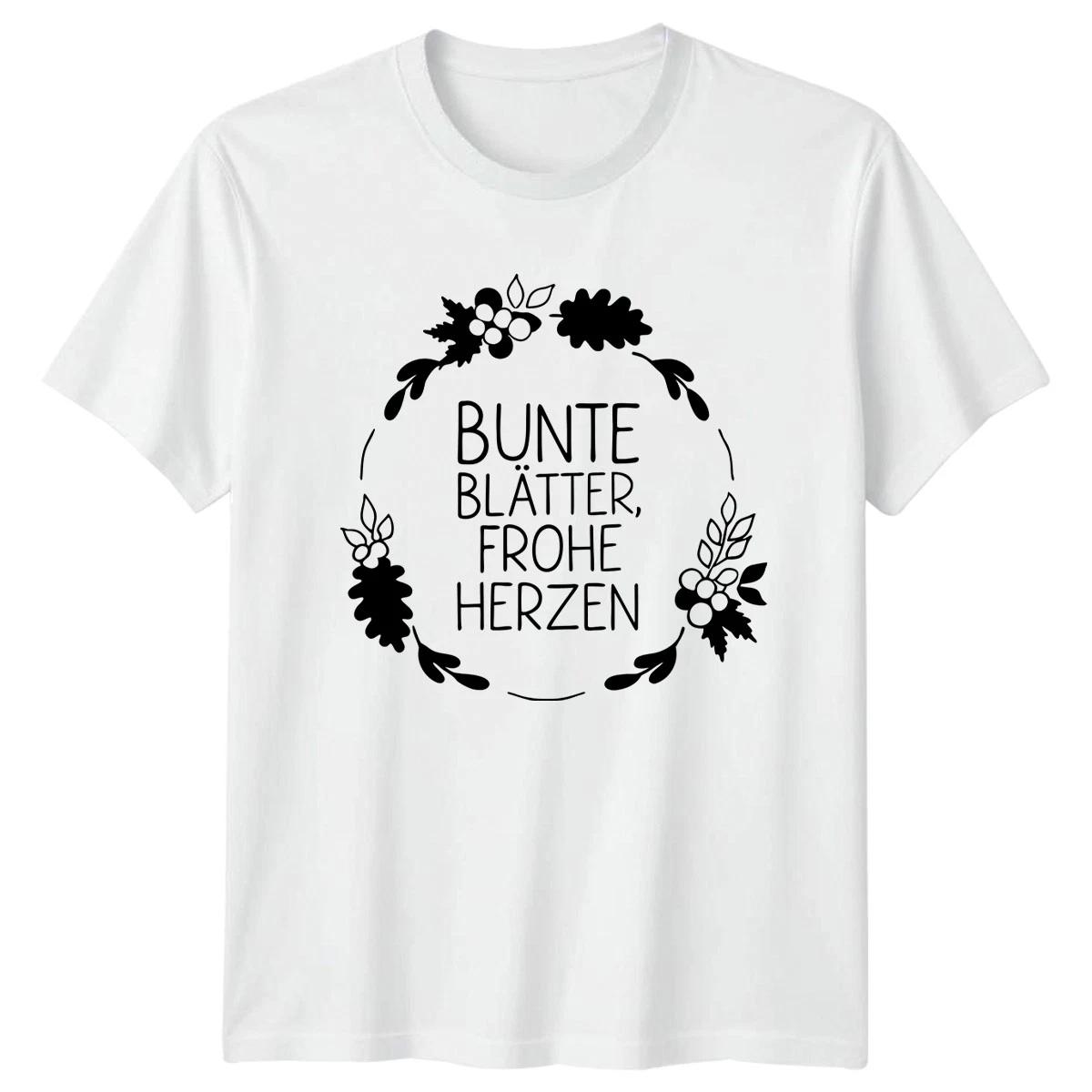 Bunte Blatter Frohe Herzen Womens T-Shirt Autumn Leaves Autumn Gift For Her L