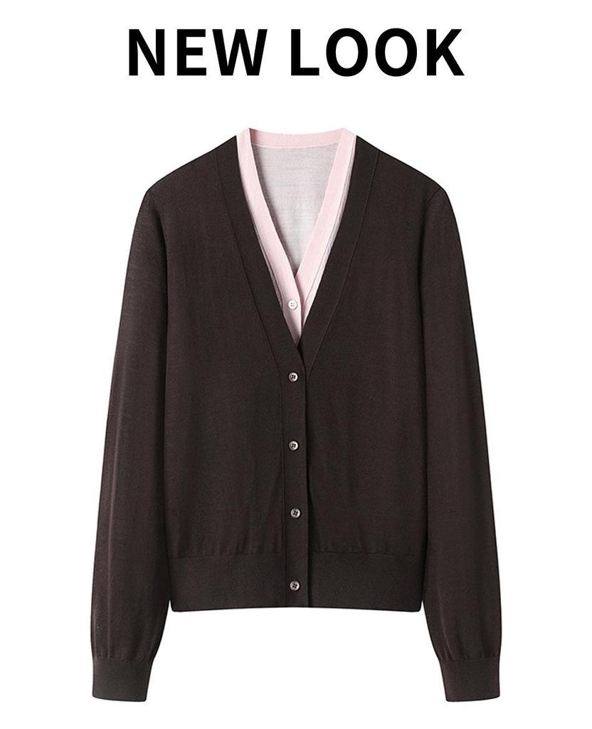 Women's Plus Size V-Neck Knit Wool Cardigan - Long Sleeve Sweater for Autumn and Winter