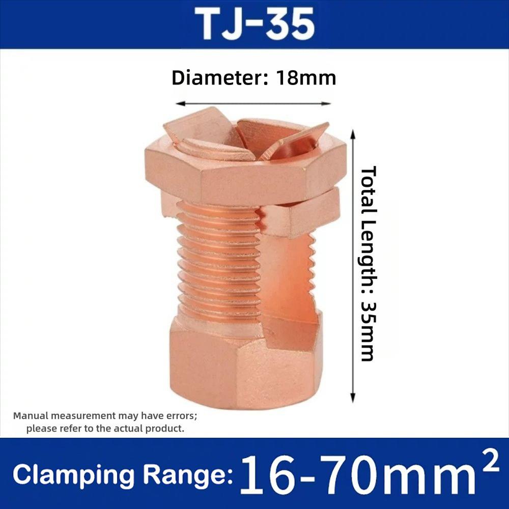 New TJ Series Split Bolt Connector Sturdy Durable Copper Split Bolt Screw Terminal
