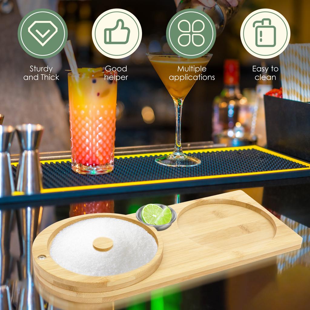 Rotating Cocktail Seasoning Tray Bar Wine Accessorie Margarita Salt Rimmer Wooden Cocktail Sugar Rimmer Container Bartender Tool