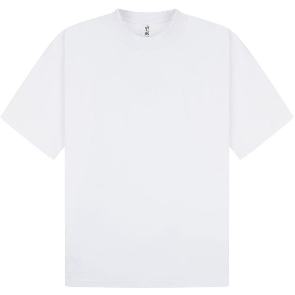 Casual Classics Unisex-T-Shirt für Erwachsene, Interlock, gekämmte ringgesponnene Baumwolle, verlängerter Ausschnitt, übergroß