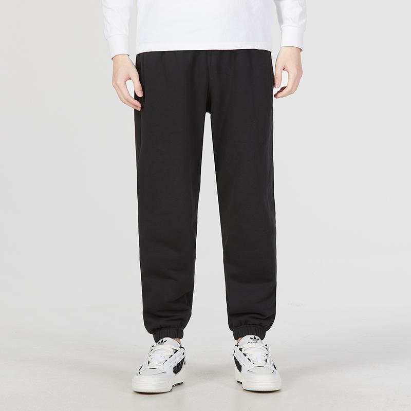 Adidas Originals Trefoil C Pants Ft Pure Color Elastic Waist Tapered Casual Sports Pants Men Bottoms Black HK2866