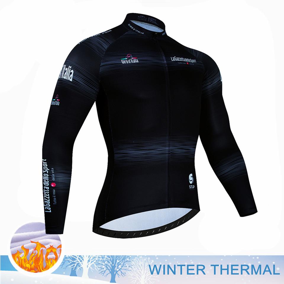 Bike Suit Tour De Italia Giro Winter Thermal Fleece Long Sleeve Cycling Jersey Set Bib Pants Ropa Ciclismo Bicycle Clothing MTB