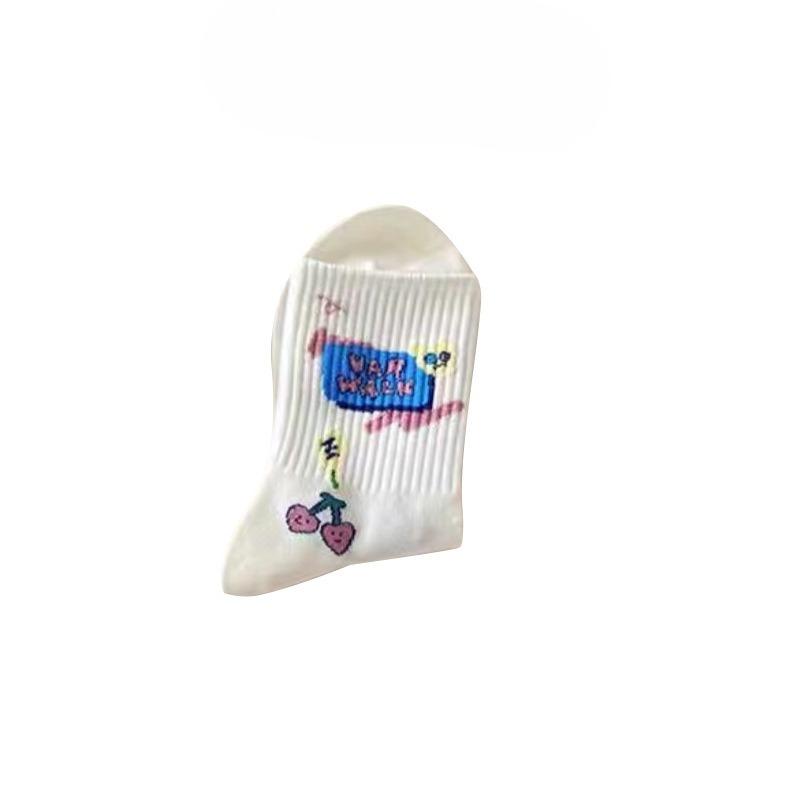 Female Spring and Autumn Lovely Cartoon Tube Pile Cotton Socks