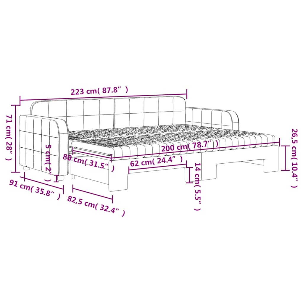 Extendable Daybed with Mattresses Dark Green 80 X 200 Cm Velvet