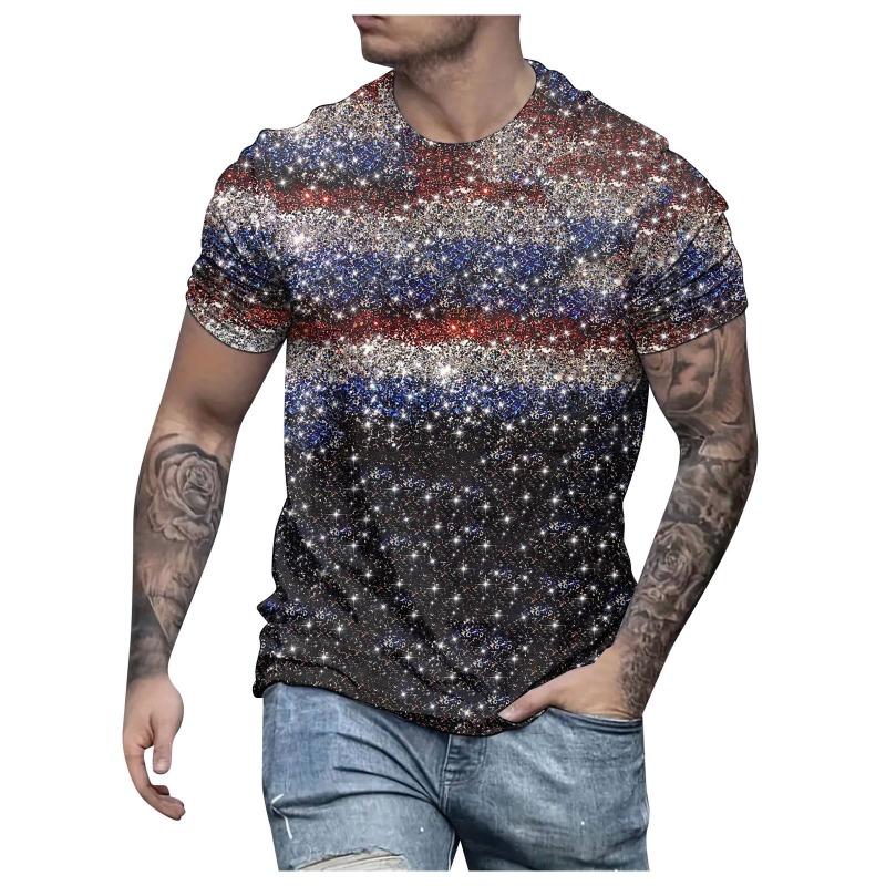 Pánské ležérní tričko s 3D potiskem Star Spangled Banner, módní pouliční trička