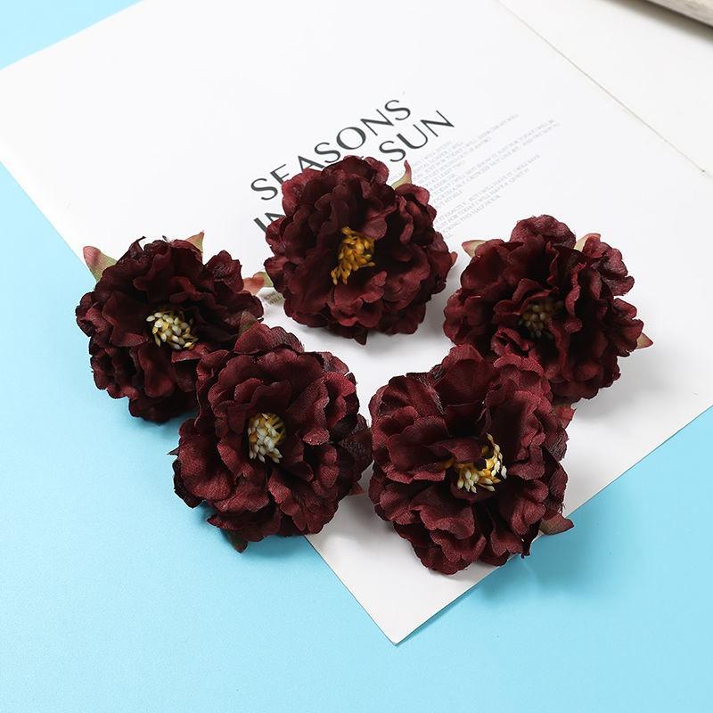 5/10PCs Artificial Flowers 6.5cm Silk Fake Flowers Heads for Home Room Dceor Garden Wedding Marriage Decoration Gifts Accessory