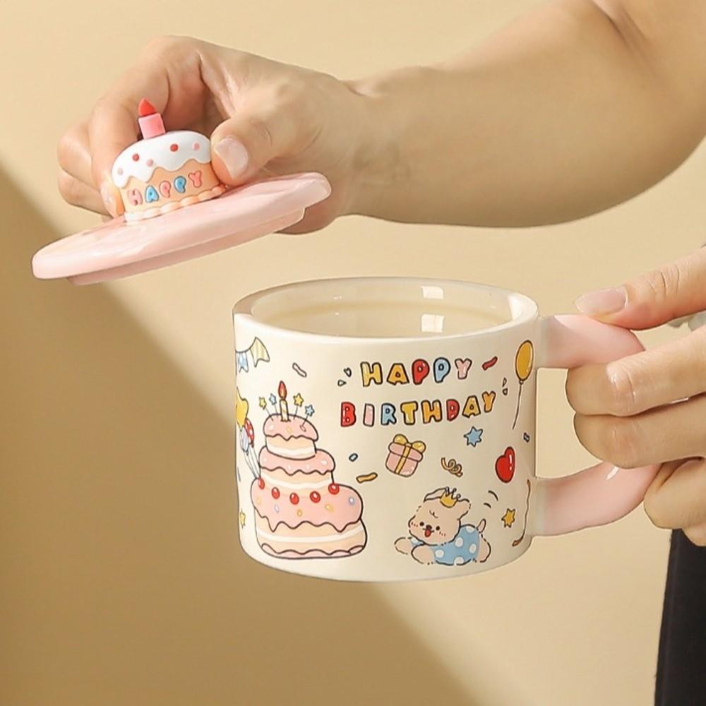 Cartoon Animal Cartoon Ceramic Mug Cup Dog/Rabbit/Panda Tea Cup Happy Birthday Mug Home