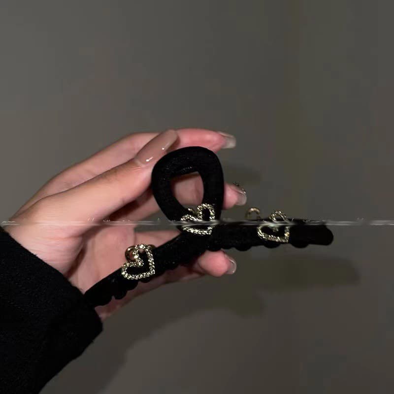 

Заколка для волос High-Grade Флоккированные аксессуары для волос Форма сердца Стразы Большая заколка для волос 11cm