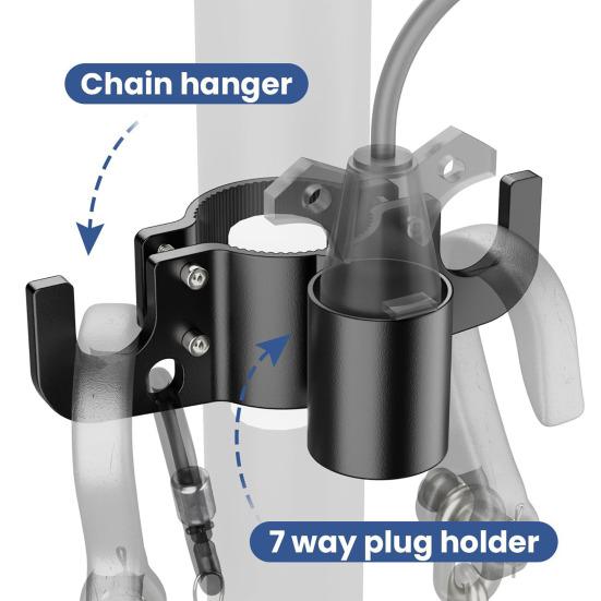 Trailer Towing Chain Organizer with 7-Way Connector Holder Anti-rust Heavy Duty Aluminum Alloy RV Trailer Chain Wire Holder Utility Trailer