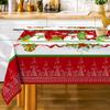 Winter Christmas Poinsettia Printed Tablecloths Party Decor Xmas Tree Snowflake Rectangle Table Covers Dining Room Table Decor