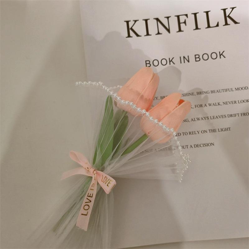 

1pc Mini Tulip Bouquet Simulated Eternal Flower Adorable Mini Floral Arrangement Perfect for Desk Decor Weddings Special Moments