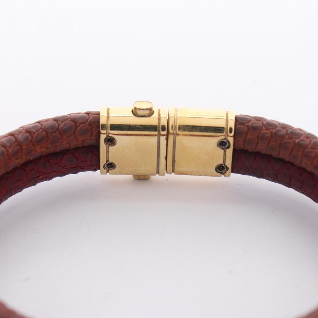 Used LOUIS VUITTON Brasserie Keep It Twice Bracelet M6672E Gold Plated Lizard skin Brown Bordeaux Gold Bordeaux Used