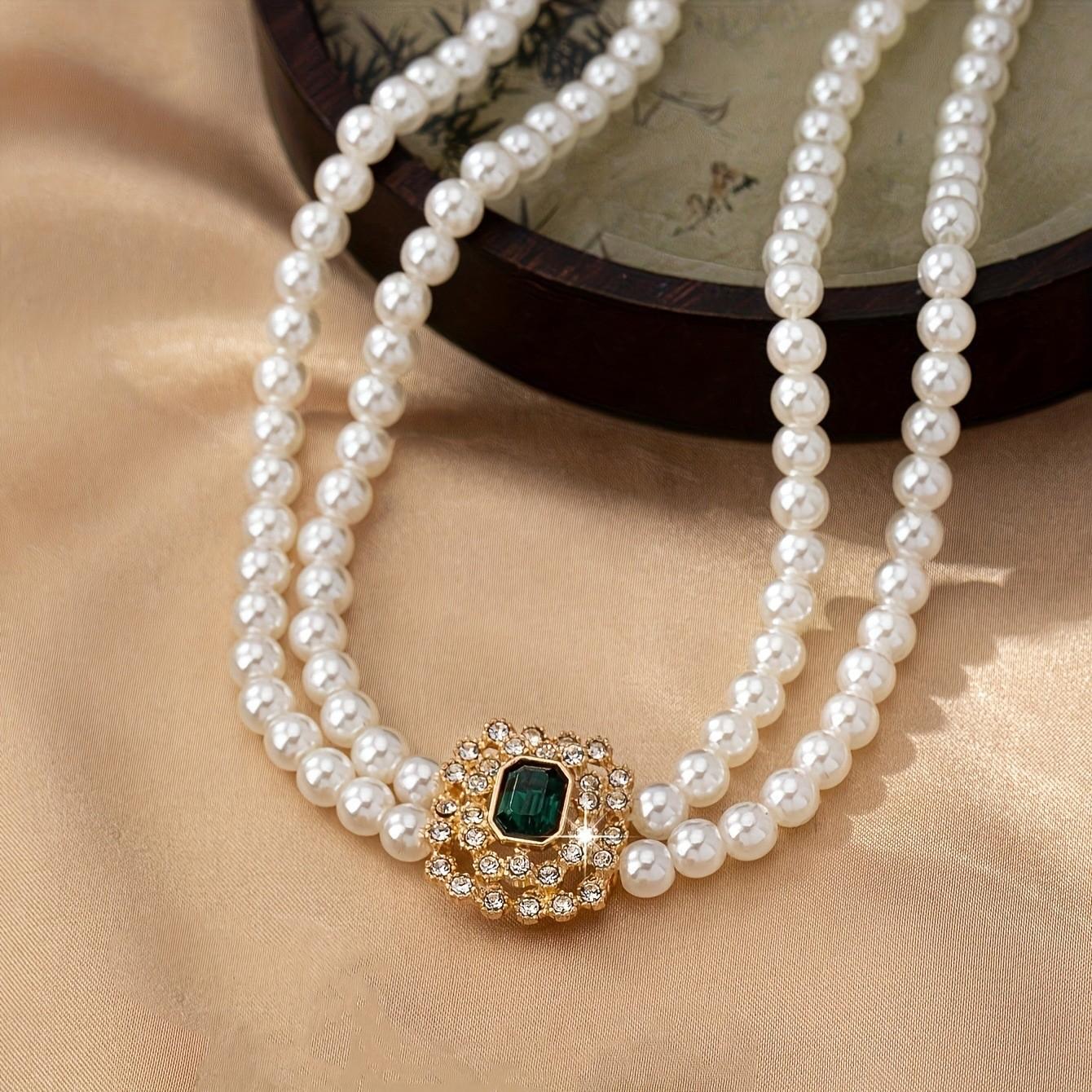 

French Classic Neck Necklace Exquisite Elegance Celebrate the Festival Participate in Banquet Gifts - Octagram смарагдовий