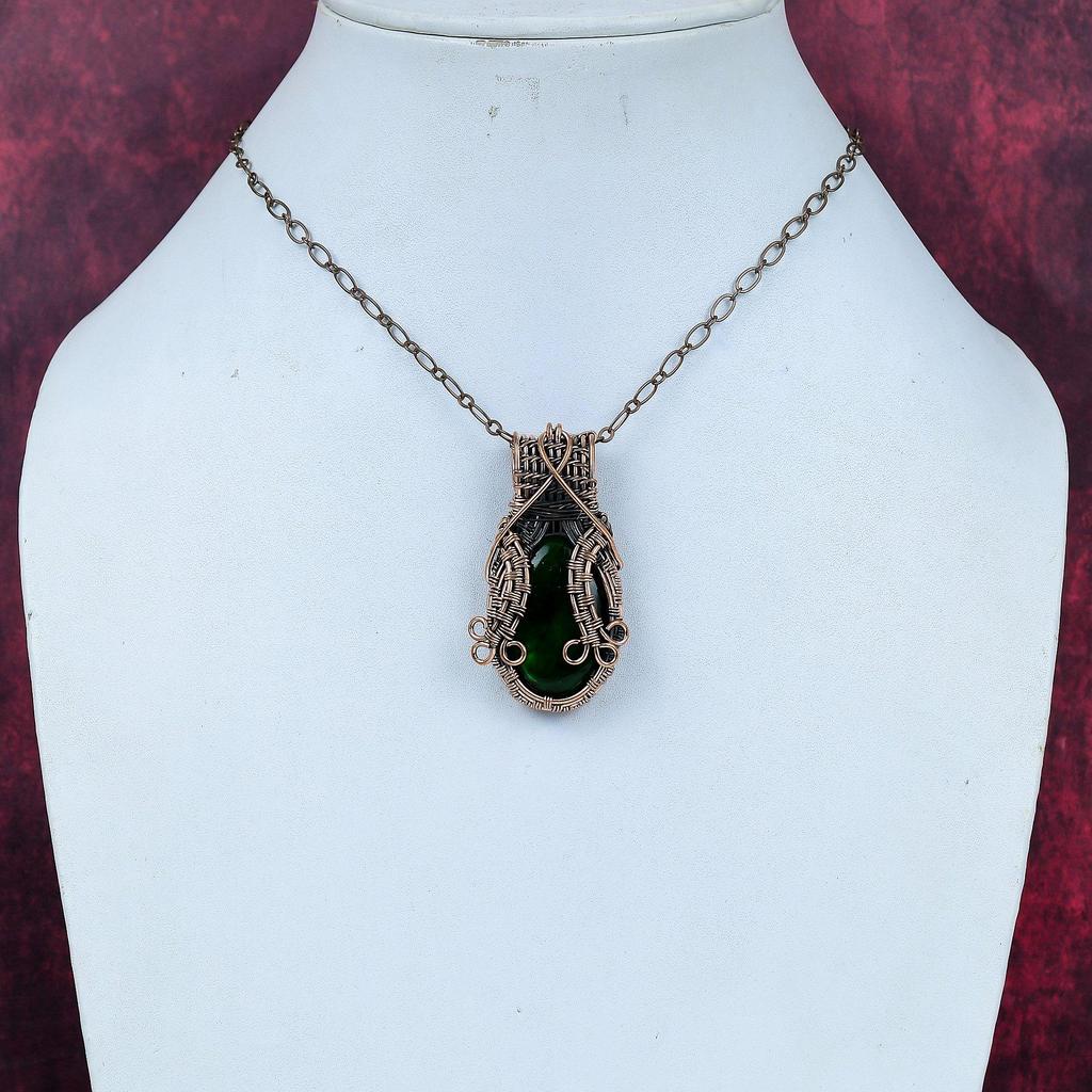 Green fire labradorite pendant copper wire wrapped pendant handmade designer pendant gemstone copper jewelry gifts for him wire wrap jewelry