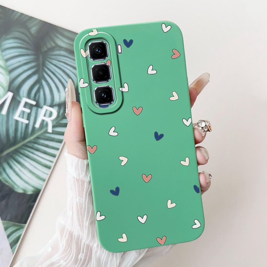 For Infinix Hot 50 Pro+ Hot50 Pro Hot 50 Pro Plus 4G Phone Case Soft Silicone Back Cover Love Heart Girly Flower Painting Fundas