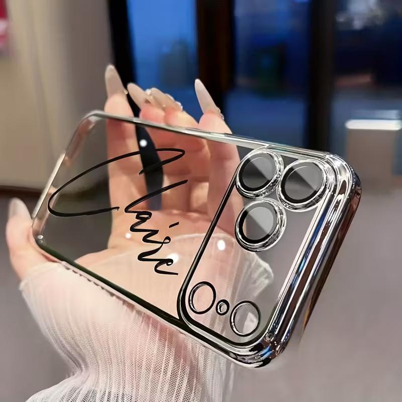 Personalized  Name Personalized Plating Transparent TPU Phone Case for iPhone 17 16 15 14 13 Pro Max Plus Air DIY Gift