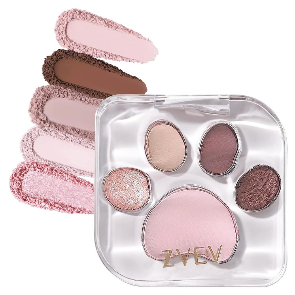ZVEV Paw Print Eyeshadow Natural Cat 5 Eye Daily Puffy Bag Palette [Official] Palette, Design, Colors, Makeup, Eyeshadow, Blush, Pixie, Waterproof,