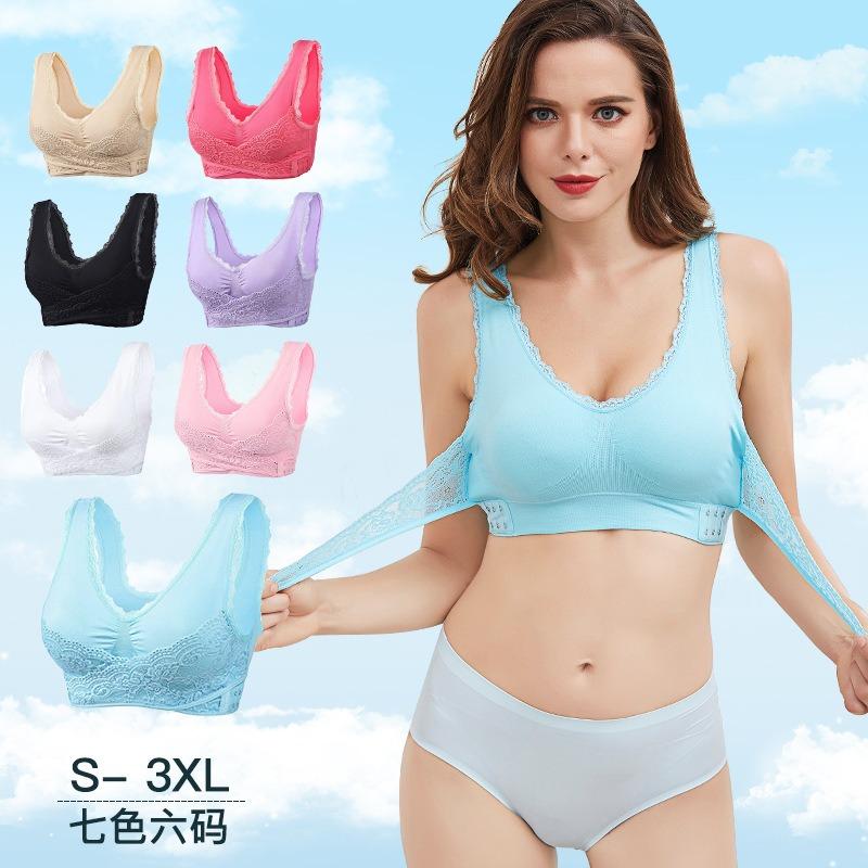 Front Cross Side Buckle Lace Gathered Wireless Sports Bra For Women Yoga Running Fitness