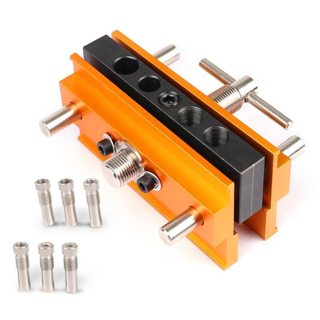 Self Centering Doweling Jig Kit Drill Jig For Straight Holes Biscuit Joiner Set With 6 Drill Guide Bushings Adjustable
