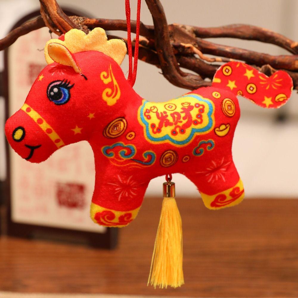 Cute Stuffed Animal Keyring Mascot Dolls Cartoon Steed Doll Zodiac Pony Figurine  Year of Horse