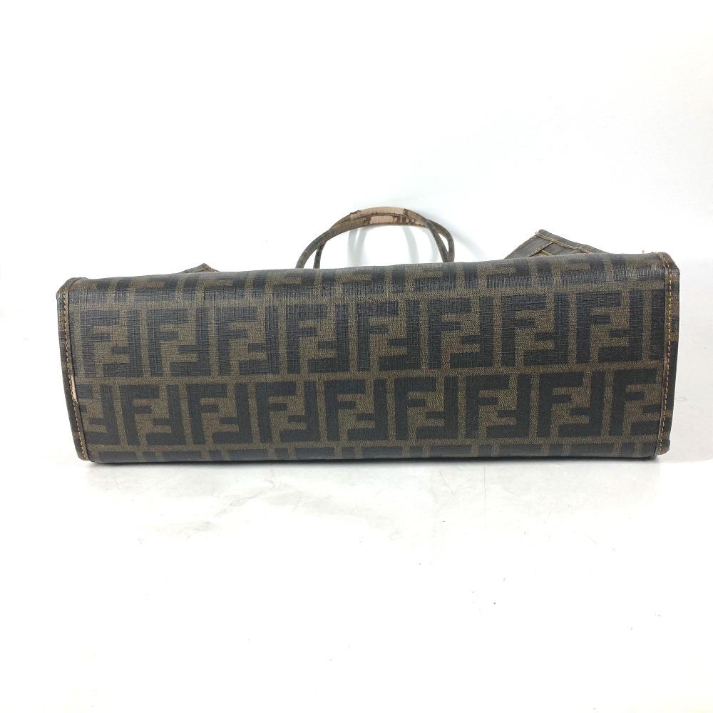 Fendi Torba Siatkowa Torba Plażowa Vintage Zucca Torba Tote z Puzderkiem Torba na Ramię Brązowa