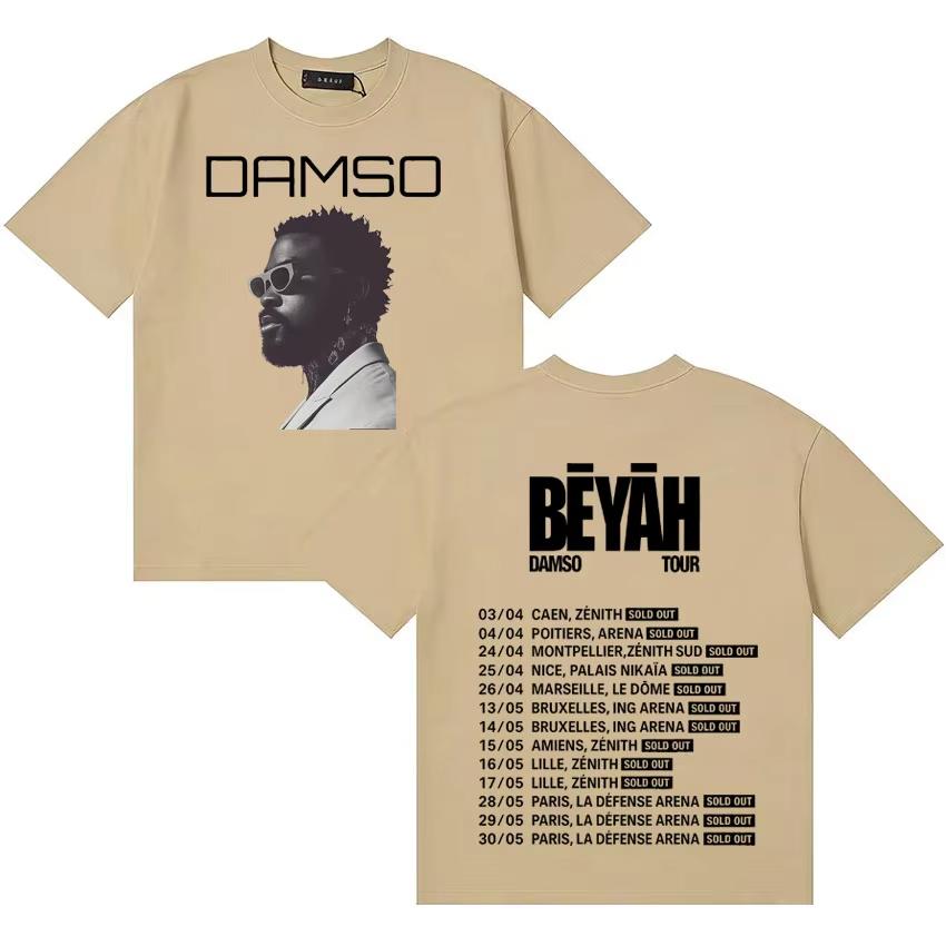 Singer Damso Tour Beyah Album Hip Hop Aesthetic Short Sleeve T Shirt Unisex WOMEN Loose ONeck Cotton Tshrit Unisex Ins Yk