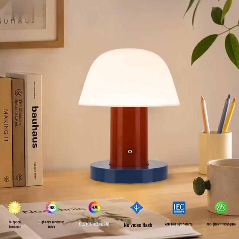 Vintage Touch Mushroom Table Lamp - Three-Color Night Light for Bedroom Decor