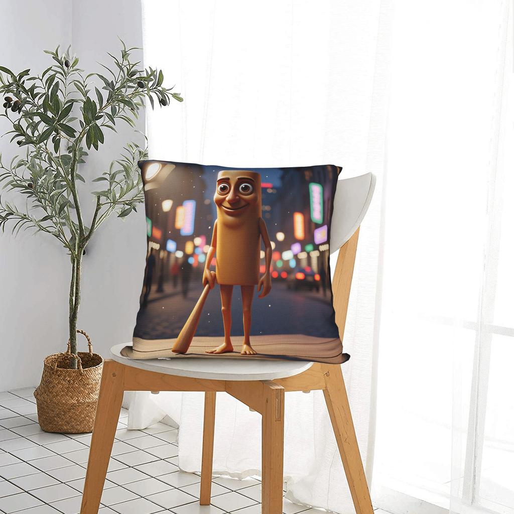 Tung Tung Sahur City Neon Pillow Case Soft Pillow Cover Fashion Pillowcases For Sofa Home Decor