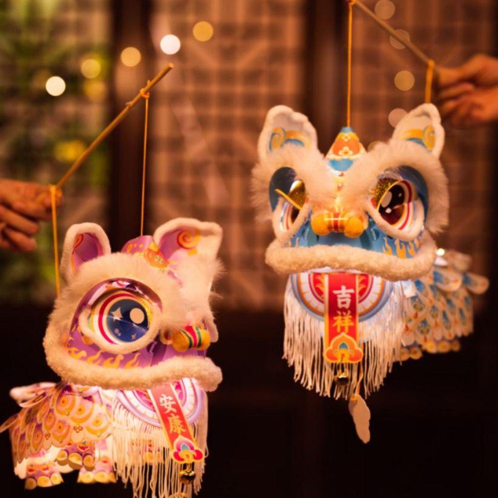 DIY Material Package New Year Lion Dance Lantern with Tassel Festival Atmosphere Ancient New Year Lantern Hanging Ornament