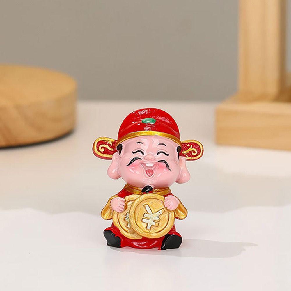 Rote Mini-Gott des Reichtums Figur Maskottchen-Stil Harzmaterial Harz-Maskottchen-Verzierungen Reichtums-Maskottchen Glücks-Accessoires