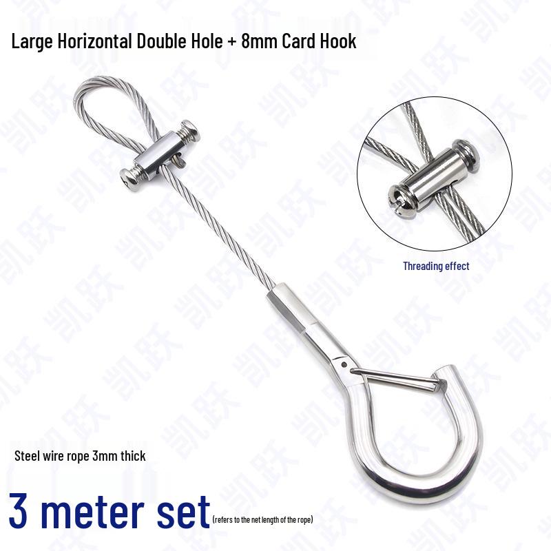 Adjustable Steel Wire Rope Safety Lanyard with Locking Snap Hook for Fall Protection and Sound System Suspension, 1.5-4mm.