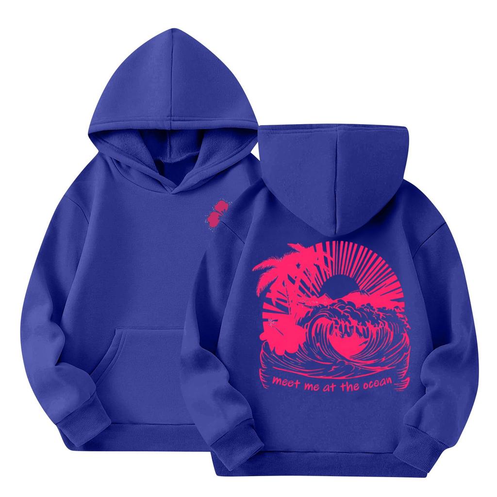 Women's Hooded Gradient Printed Long Sleeved Sweatshirt Loose Women's Sweatshirt  Sweatshirt