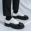 Frühlings Herren Atmungsaktive Geschnitzte Oxford Schuhe Luxusmarke Bequem Schnürschuhe Block Schwarz Weiß Colorblocked Lässige Lederschuhe