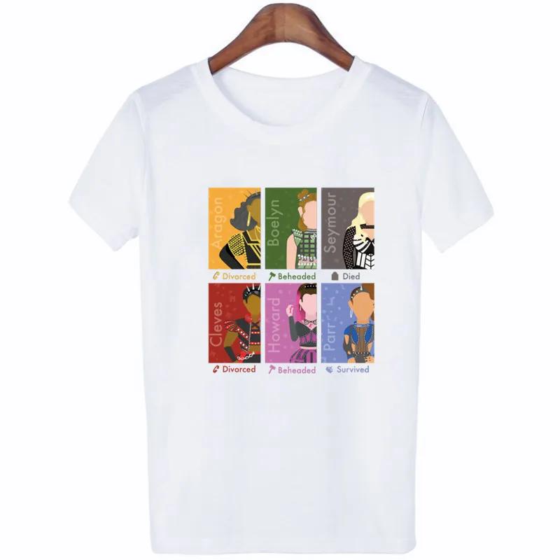 SIX The Musical Queens Letter Hip Hop Print T Shirt Casual O-neck T Shirt for Women Short Sleeve Fashion Female Top