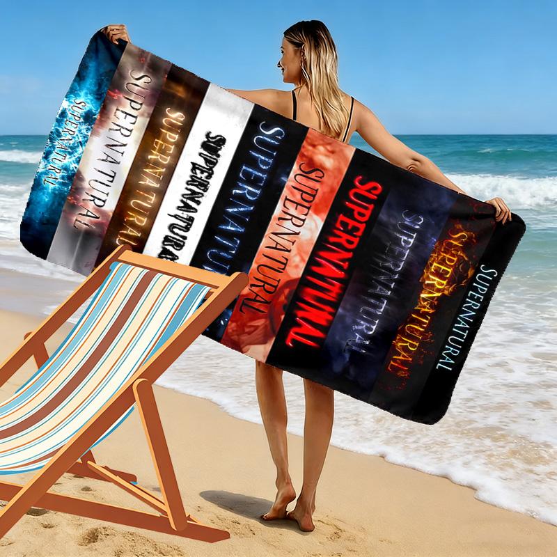 Supernatural Print Beach Towel, Large Soft Quick Dry Towel for Beach Camping Swimming