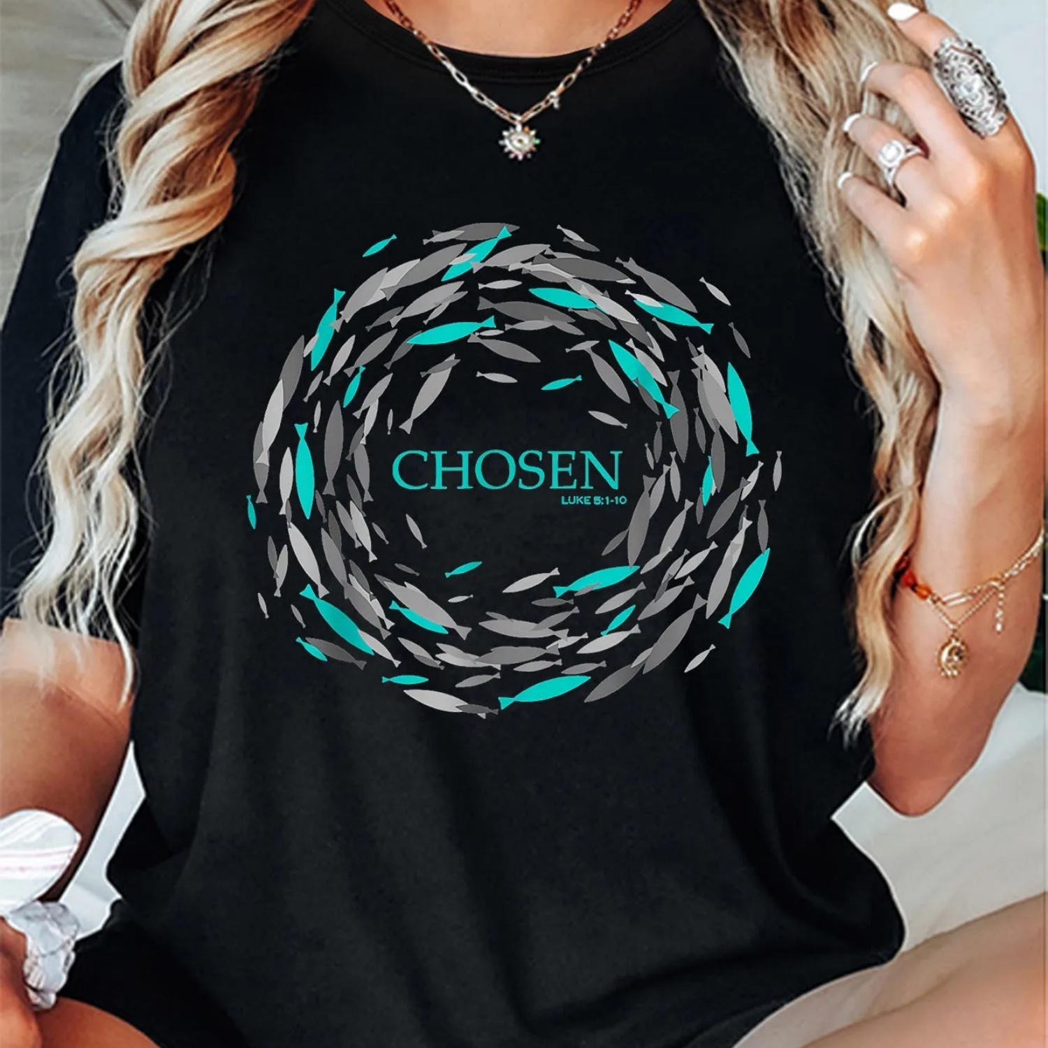 

s Casual Short Sleeve T-Shirt With Cartoon Fish Print Round Neck Sports & Daily Wear s Clothing S чёрный