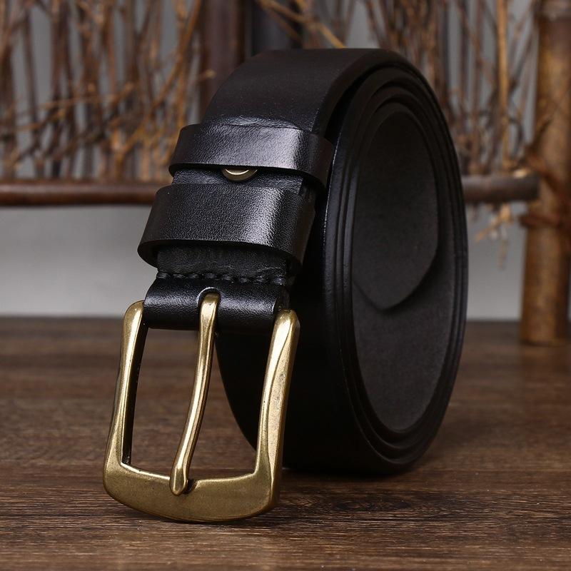 Gürtel Herren Verdickt Koreanischer Stil Schlicht und Lässig Leder Dornschließe Reines Rindsleder Jugend Business Gürtel