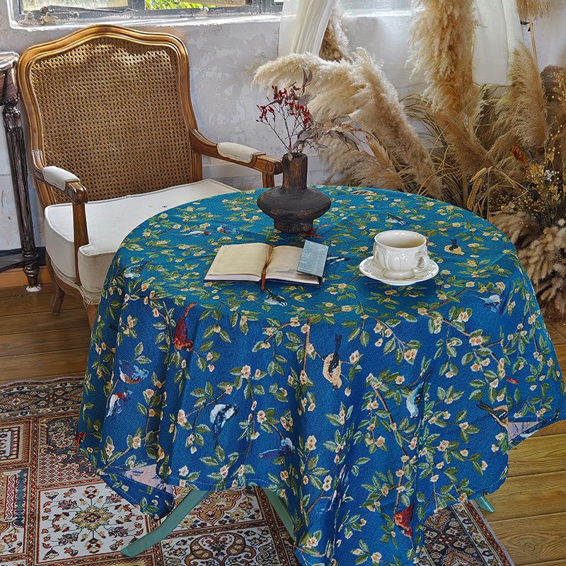 Rural Retro Tablecloth Cotton And Linen Jacquard Fabric Flower And Bird Dining Table Cloth Thickened Coffee Table Cloth Tv Cabinet Cover Towel