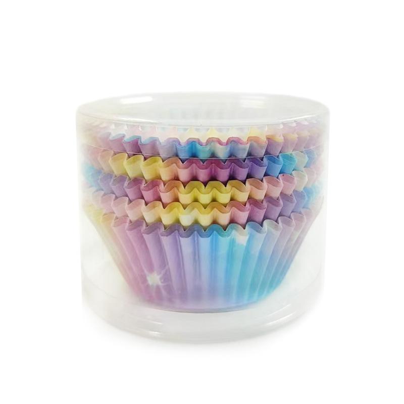 Cake Paper Holder Pvc Cylinder Sakura Gradual Change Baking Greaseproof Paper Cake Muffin Cup Paper Holder About 100