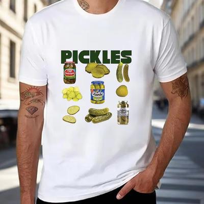 2025 Summer New DIY Cucumber Print Pattern Unisex Hip-hop High Street Loose Casual Round Neck Short Sleeved Wholesale T-shirt