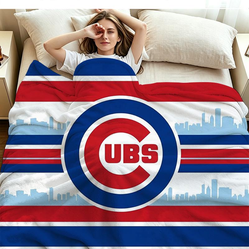 Chicago Cubs Print Flannel Blanket High Quality Warm Comfortable Cover for All Seasons Perfect for Gifts Home Decor